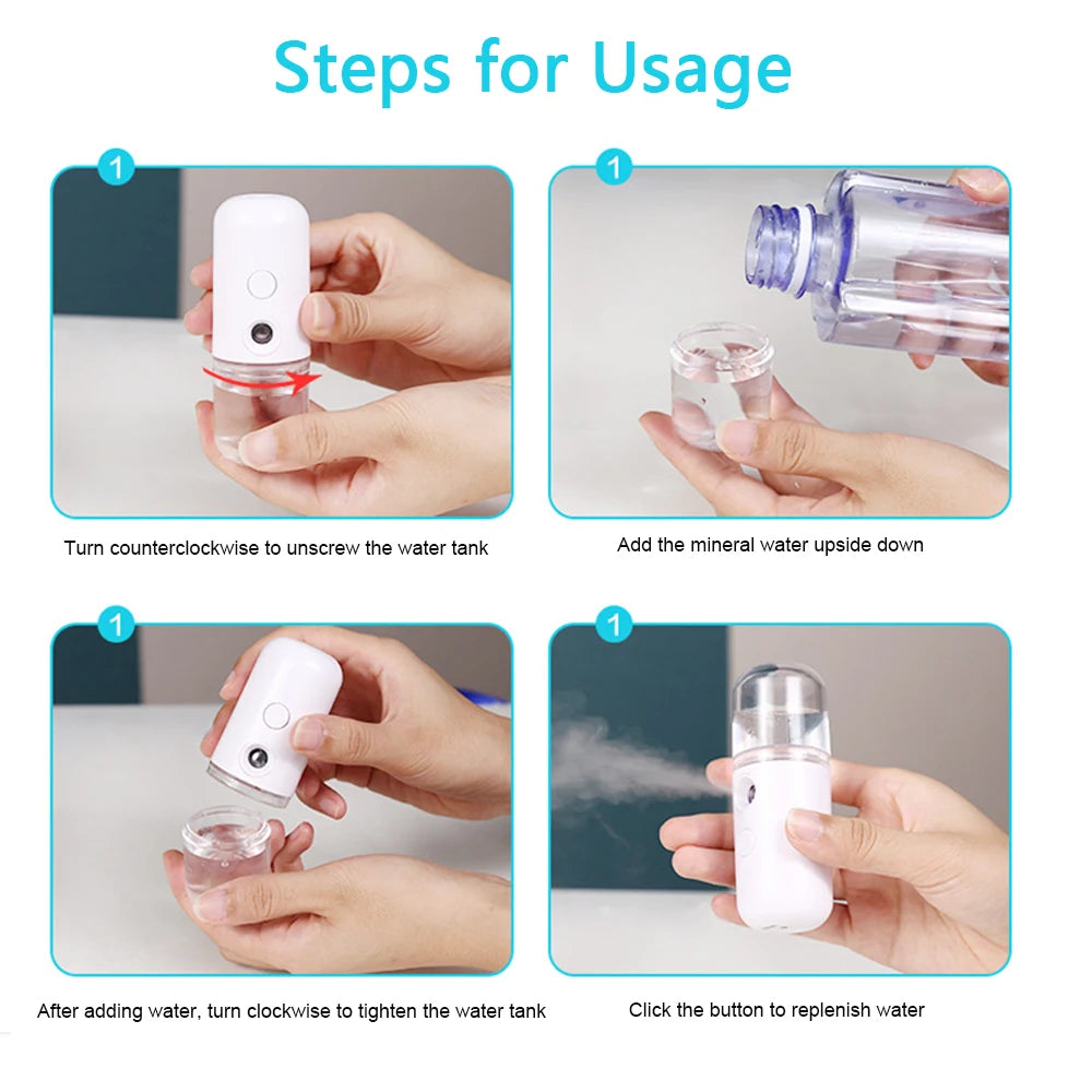 DewGlow USB Facial Mist Sprayer – Instant Hydration, Anytime, Anywhere