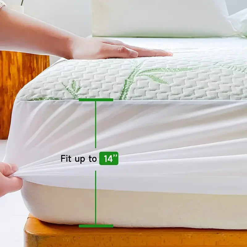 CoolGuard Bamboo Mattress Protector – Soft, Waterproof, & Breathable Comfort