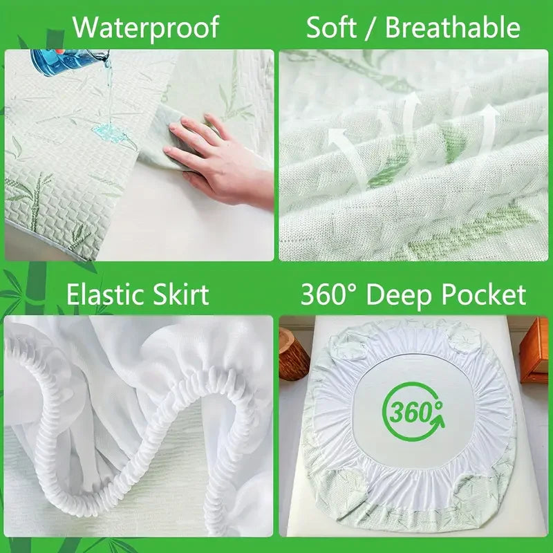 CoolGuard Bamboo Mattress Protector – Soft, Waterproof, & Breathable Comfort