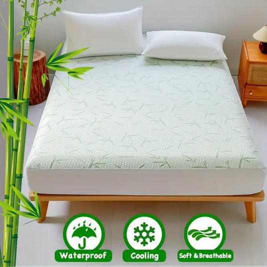 CoolGuard Bamboo Mattress Protector – Soft, Waterproof, & Breathable Comfort